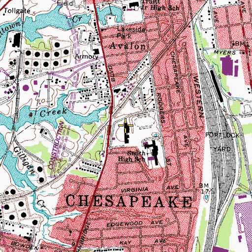 Topographic Map of Southgate Plaza Shopping Center, VA