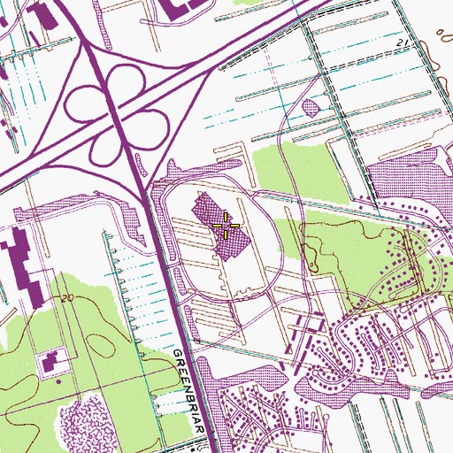 Topographic Map of Greenbrier Mall Shopping Center, VA