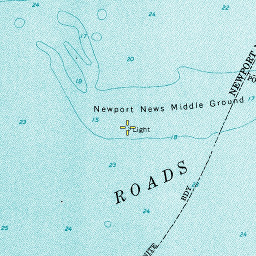 Topographic Map of Newport News Middle Ground Light, VA
