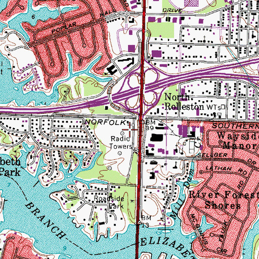 Topographic Map of WTAR-AM (Norfolk), VA