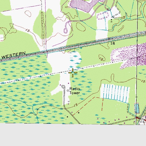 Topographic Map of WOWI-FM (Norfolk), VA