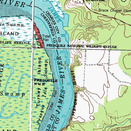 Topographic Map of Haxall, VA