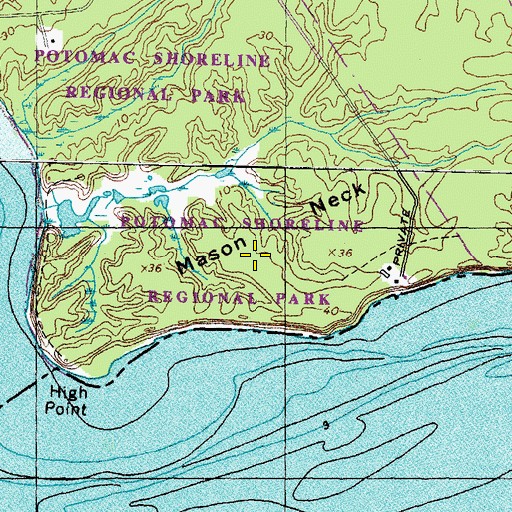 Topographic Map of Potomac Shoreline Regional Park, VA