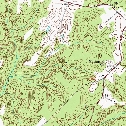 Topographic Map of King and Queen County, VA