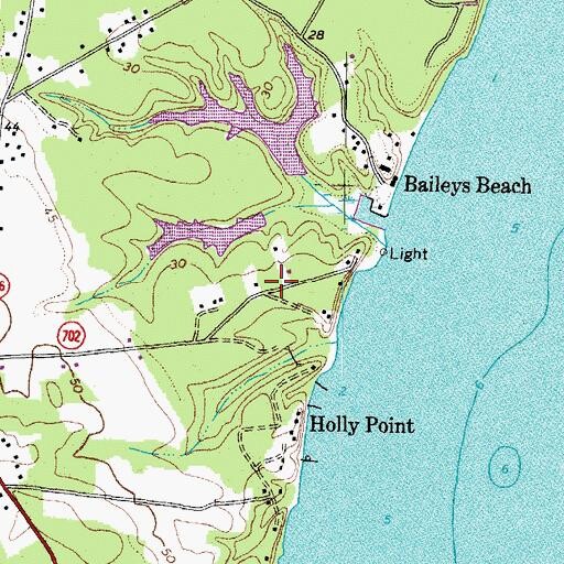 Topographic Map of Tylers Beach, VA