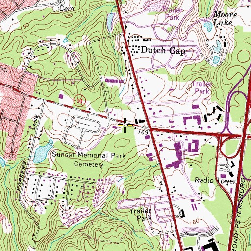 Topographic Map of Fire Station Number 14 Heliport, VA
