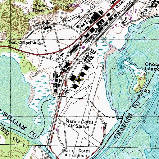 Topographic Map of Quantico Marine Corps Air Field /Turner Field, VA