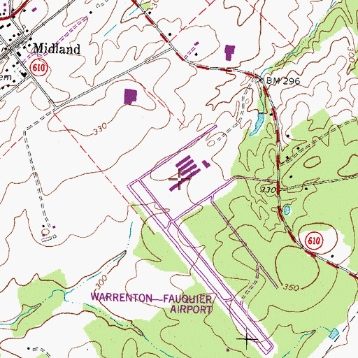 Topographic Map of Warrenton-Fauquier Airport, VA