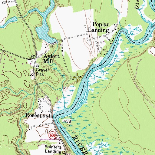 Topographic Map of Cabin Landing Point, VA