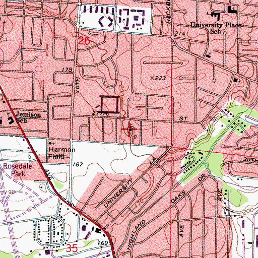 Topographic Map of First Church of the Nazarene, AL
