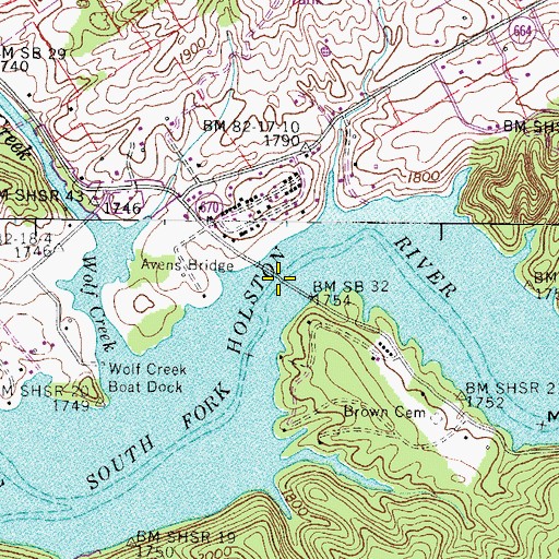 Topographic Map of Avens Bridge, VA