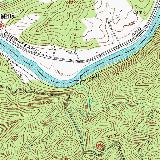 Topographic Map of Back Run, VA