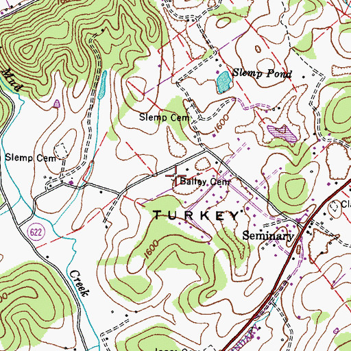 Topographic Map of Bailey Cemetery, VA