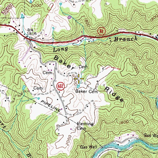 Topographic Map of Baker Ridge, VA