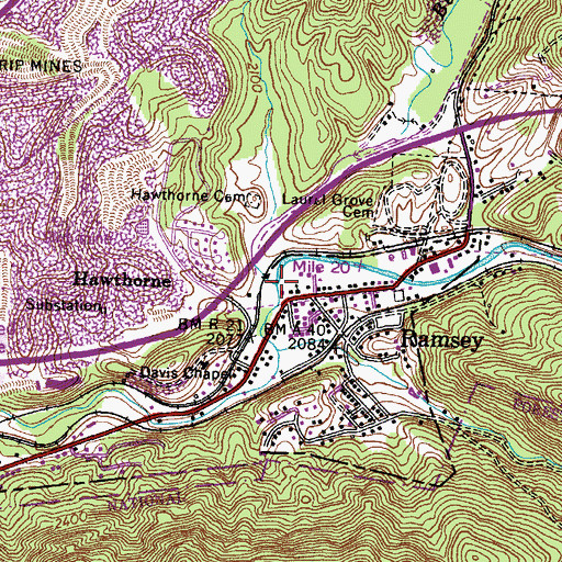 Topographic Map of Bear Creek, VA