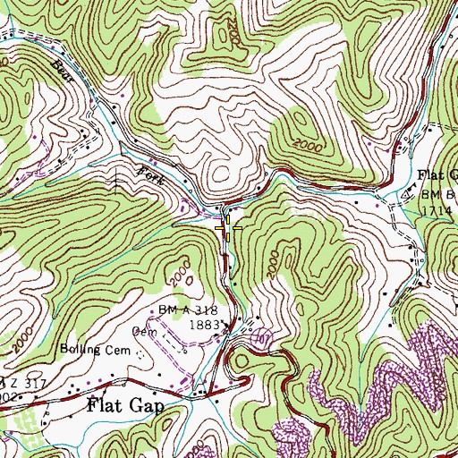 Topographic Map of Bear Fork, VA