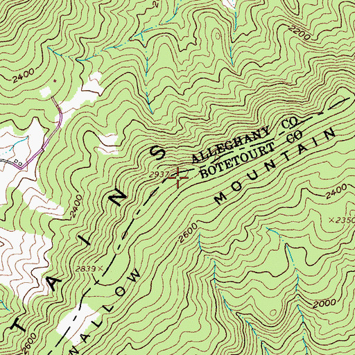 Topographic Map of Bearwallow Mountain, VA