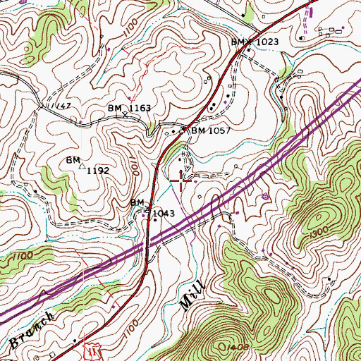 Topographic Map of Beckner Branch, VA