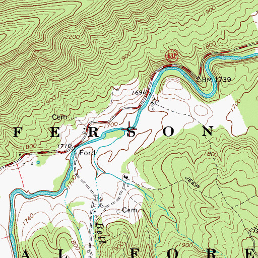 Topographic Map of Bell Branch, VA