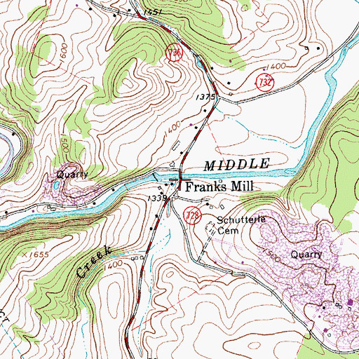 Topographic Map of Bell Creek, VA
