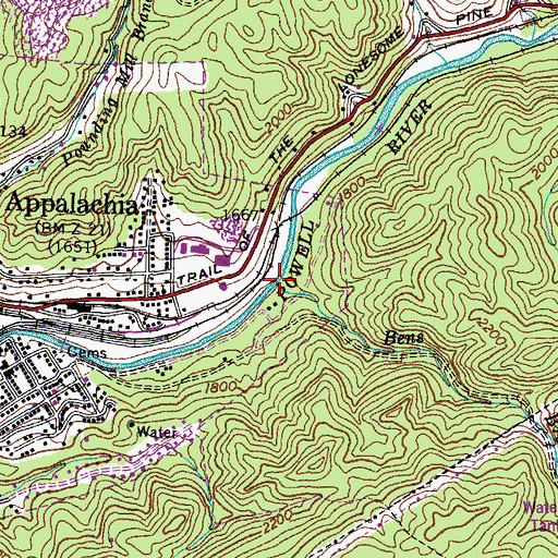 Topographic Map of Bens Branch, VA