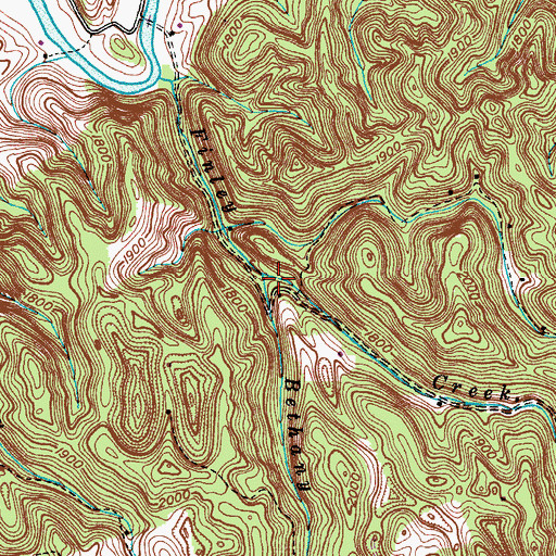 Topographic Map of Bethany Creek, VA