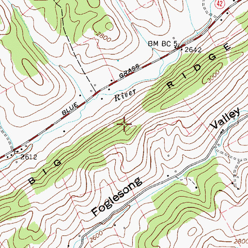 Topographic Map of Big Ridge, VA