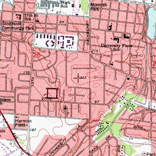 Topographic Map of Glendale Gardens, AL