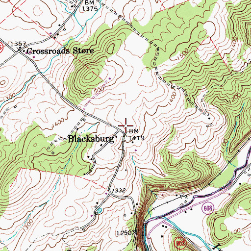 Topographic Map of Blacksburg, VA