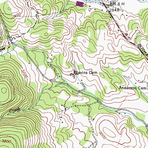 Topographic Map of Blevins Cemetery, VA