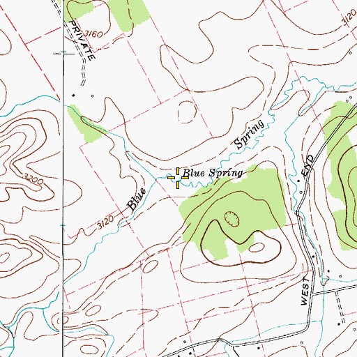 Topographic Map of Blue Spring, VA