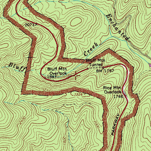 Topographic Map of Bluff Mountain Overlook, VA