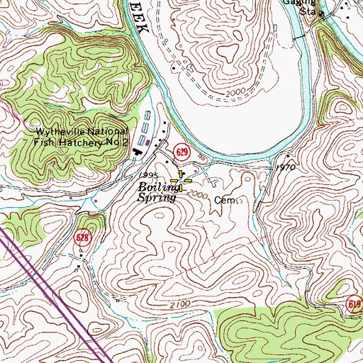 Topographic Map of Boiling Spring, VA