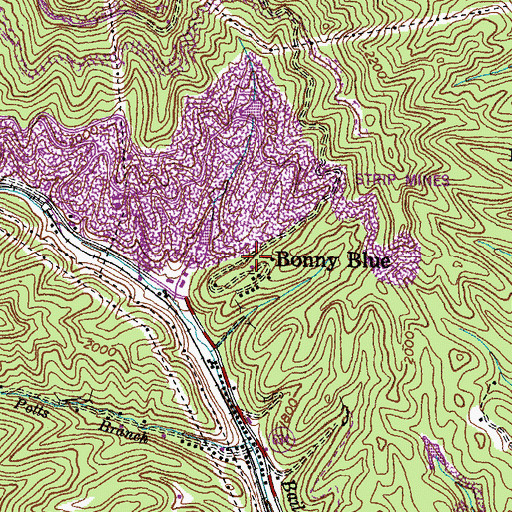 Topographic Map of Bonny Blue, VA