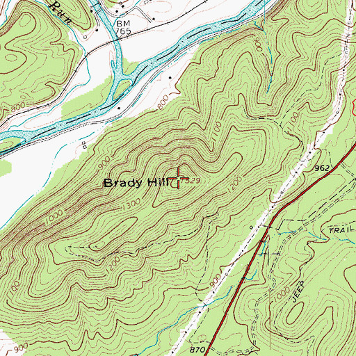 Topographic Map of Brady Hill, VA