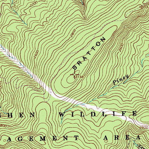 Topographic Map of Bratton Mountain, VA