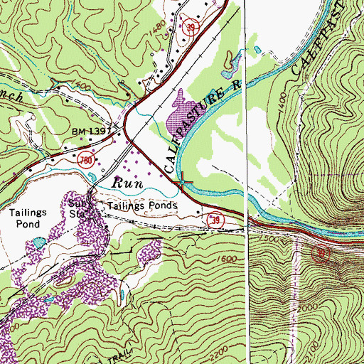 Topographic Map of Brattons Run, VA