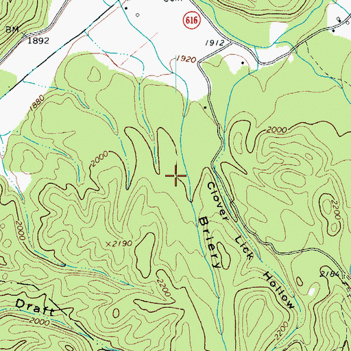 Topographic Map of Briery Draft, VA