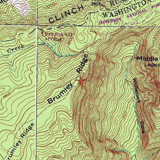 Topographic Map of Brumley Ridge, VA