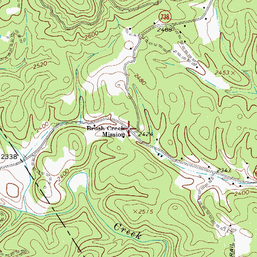 Topographic Map of Brush Creek Mission, VA