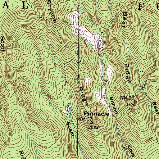 Topographic Map of Bryson Ridge, VA
