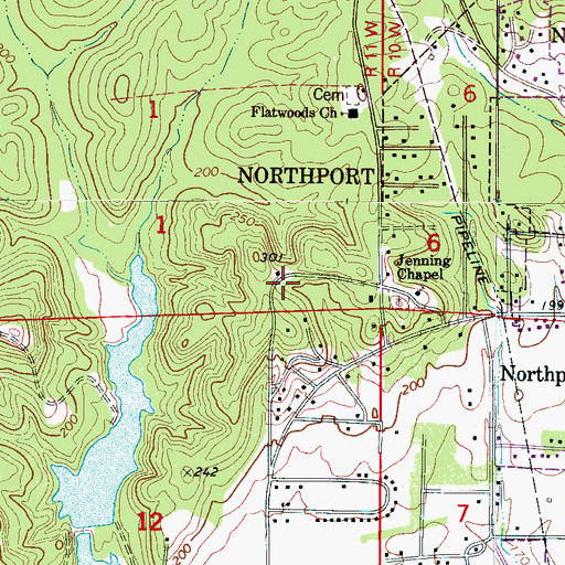 Topographic Map of Harperwood, AL