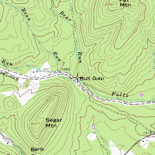 Topographic Map of Bull Gap, VA
