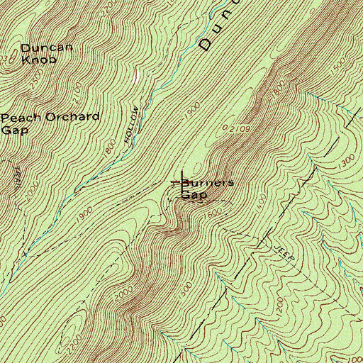 Topographic Map of Burners Gap, VA