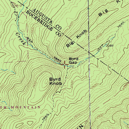Topographic Map of Byrd Gap, VA