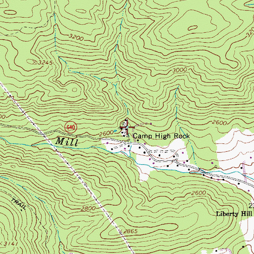 Topographic Map of Camp High Rock, VA