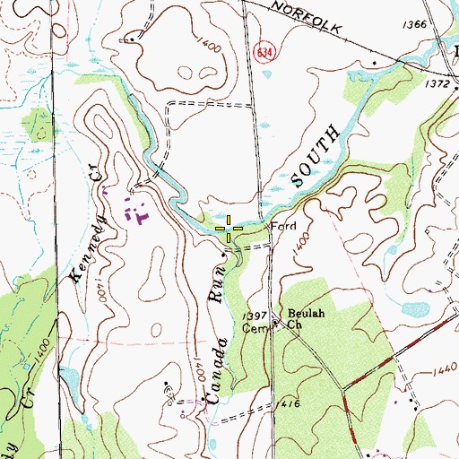 Topographic Map of Canada Run, VA