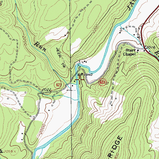 Topographic Map of Cave Run, VA