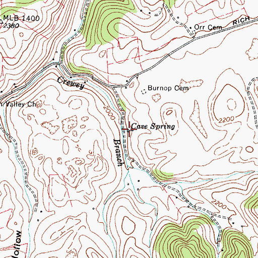 Topographic Map of Cave Spring, VA