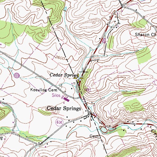 Topographic Map of Cedar Spring, VA
